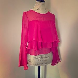 NWOT hot pink bell sleeve blouse